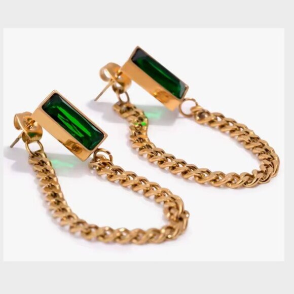 14K Gold Filled Emerald Earrings - Picture 1 of 4